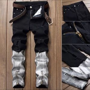Men fashion biker jeans